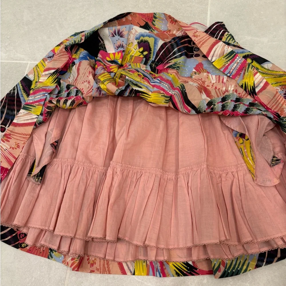 Anthropologie Leifsdottir Cotton Silk Tiered Floral Mini Skirt Size 4 - Picture 2 of 11